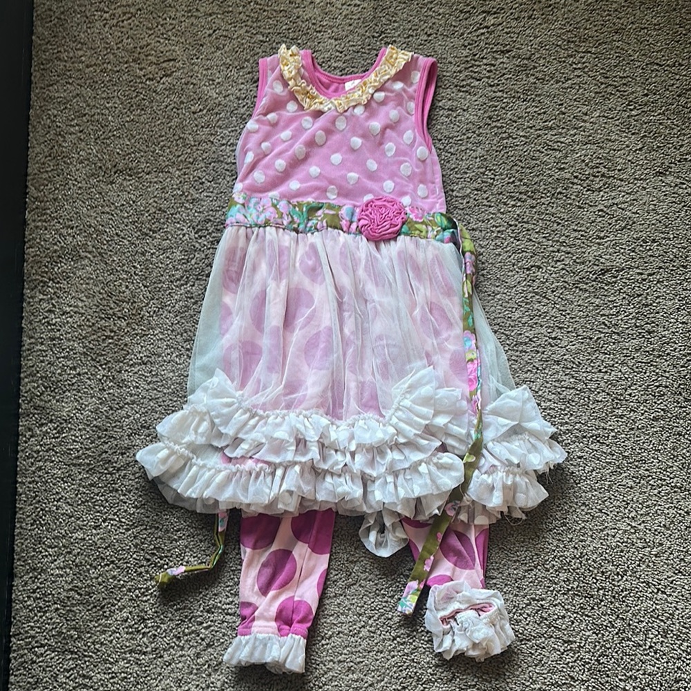 Giggle Moon Pink and White Polka Dot Kids 2 Piece Outfit
